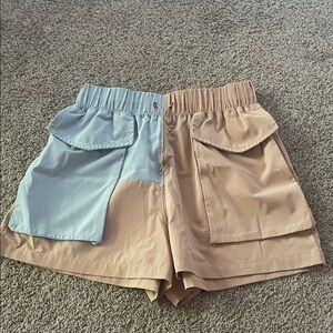 Fabletics Women's Cargo Shorts in Blue and Tan